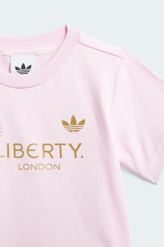 Детска памучна рокля adidas Originals LIBERTY розов KD1729
