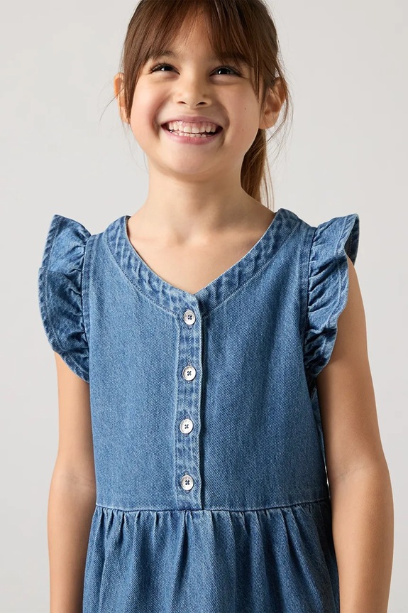 Dječja pamučna haljina Levi's FLUTTER SLEEVE BUTTON UP D 3EP551
