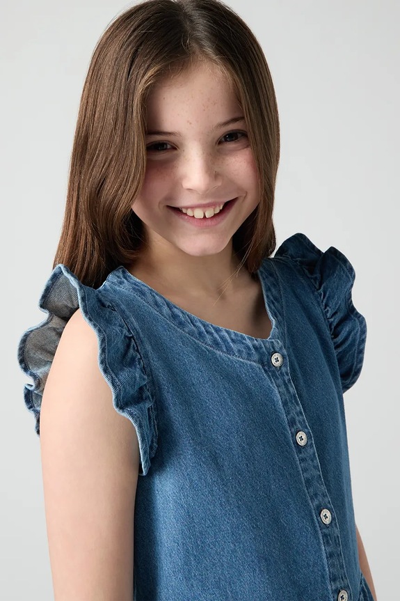Dječja pamučna haljina Levi's FLUTTER SLEEVE BUTTON UP D 4EP551