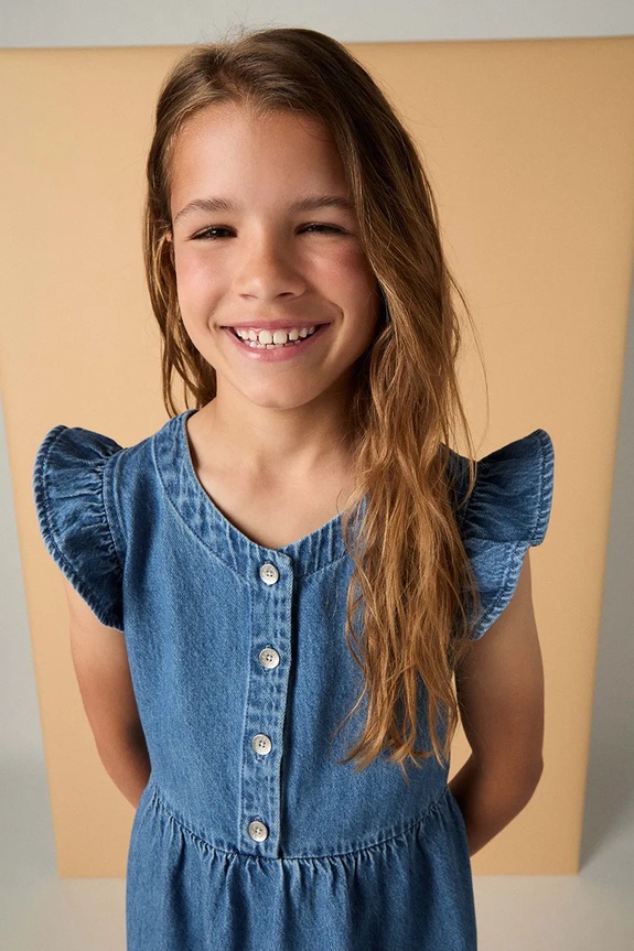 Dječja pamučna haljina Levi's FLUTTER SLEEVE BUTTON UP D 4EP551