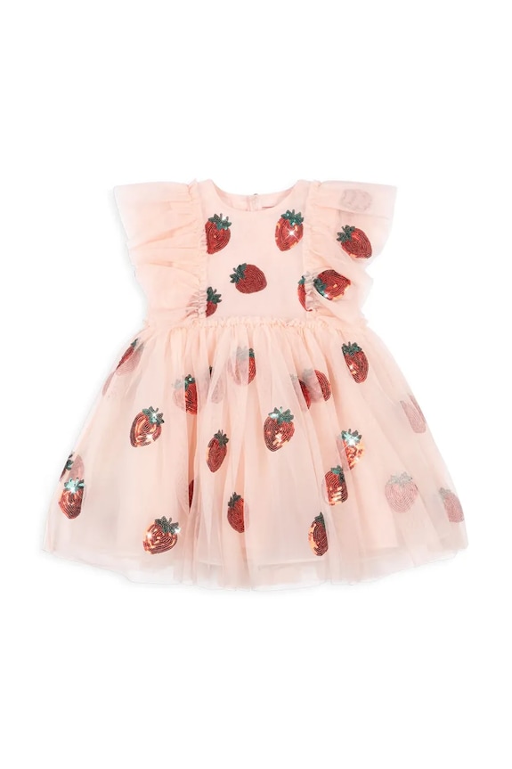 Παιδικό φόρεμα Konges Sløjd YVONNE FRILL DRESS στρογγυλό ροζ KS105137.PPY2