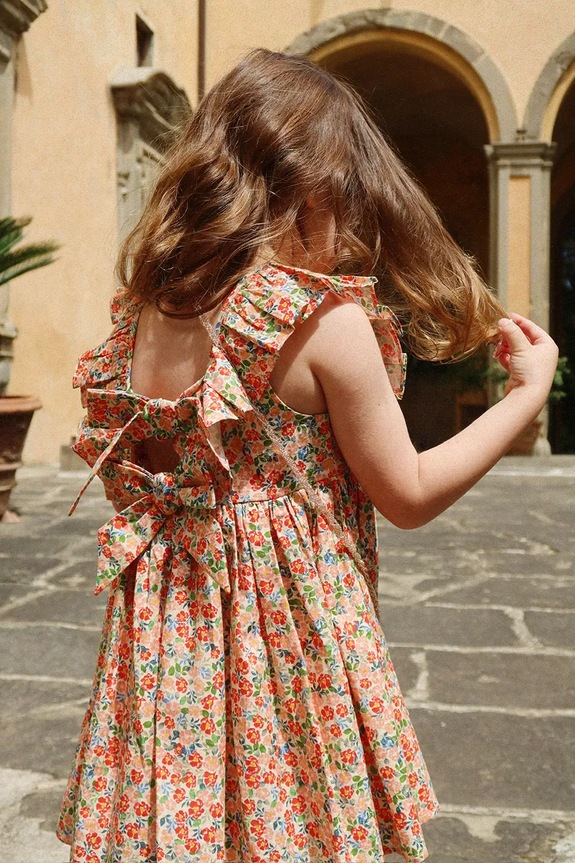 Dievčenské bavlnené šaty Konges Sløjd CIANNA DRESS GOTS kvetinový viacfarebná KS104732.PPY2