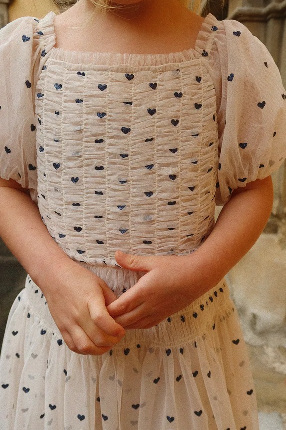 Παιδικό φόρεμα Konges Sløjd CHARLENE DRESS στρογγυλό μπεζ KS104723.PPY2