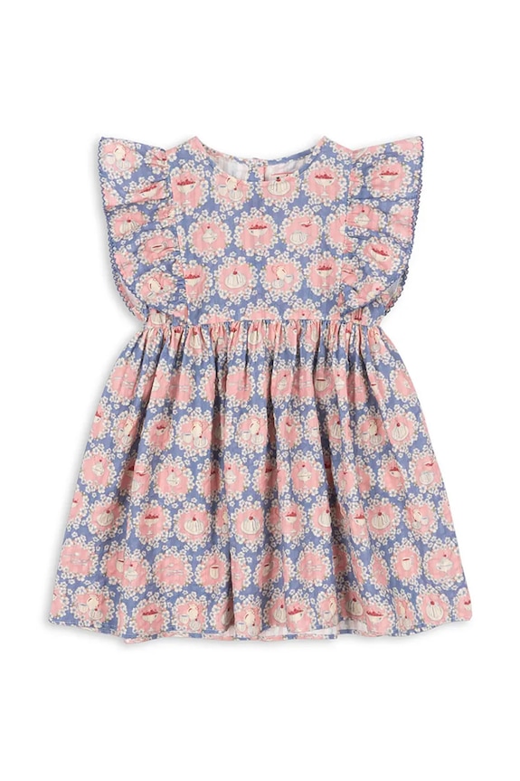 Dječja pamučna haljina Konges Sløjd KIM FRILL DRESS GOTS Planet friendly šarena KS104904.PPY2