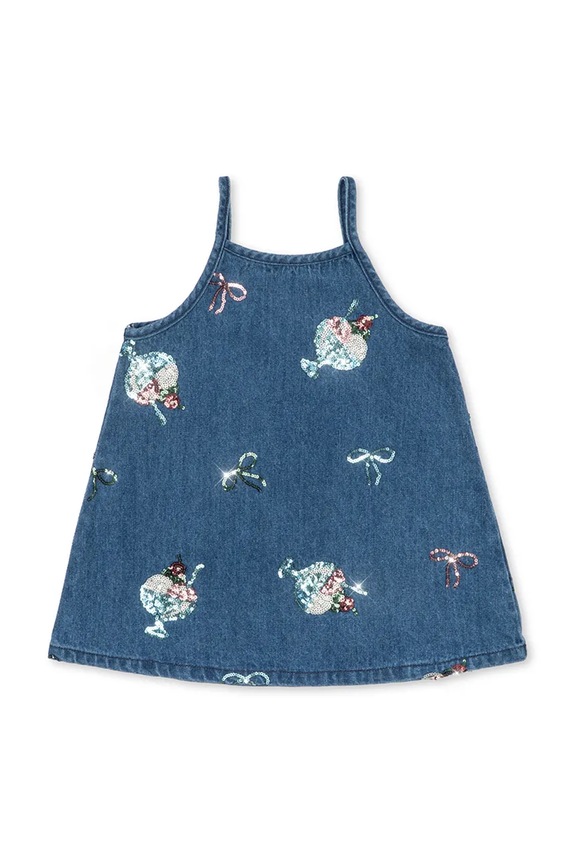 Dječja traper haljina Konges Sløjd MAGOT SEQUIN STRAP DRESS GOTS KS104975.PPY2 mornarsko plava SS26