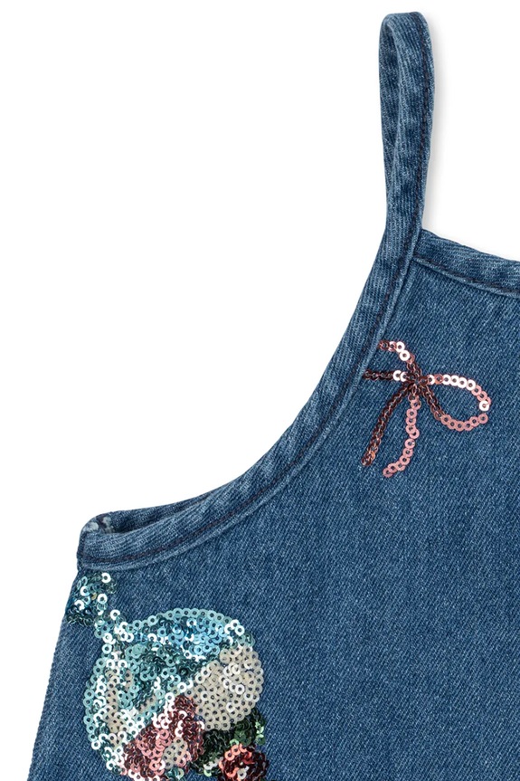 Dječja traper haljina Konges Sløjd MAGOT SEQUIN STRAP DRESS GOTS mornarsko plava KS104975.PPY2