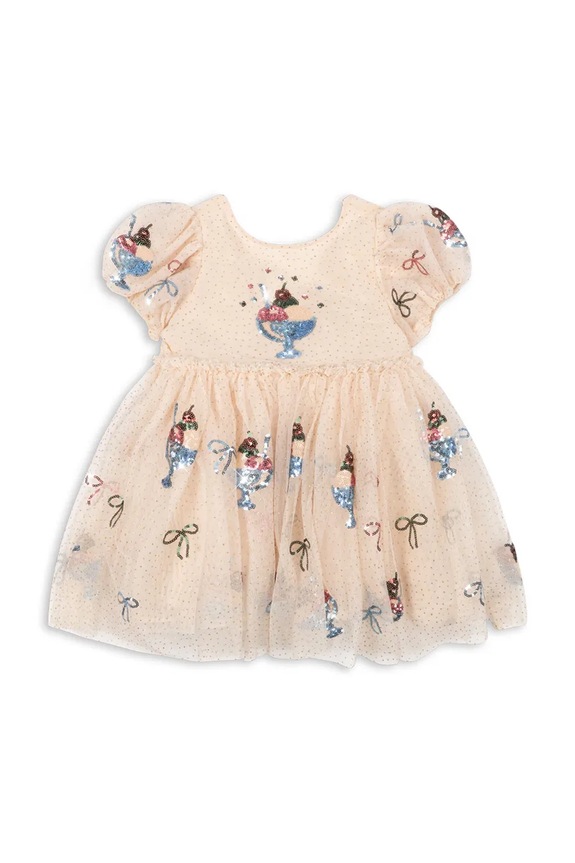 Παιδικό φόρεμα Konges Sløjd YVONNE PUFF DRESS KS105138.PPY2 μπεζ SS26