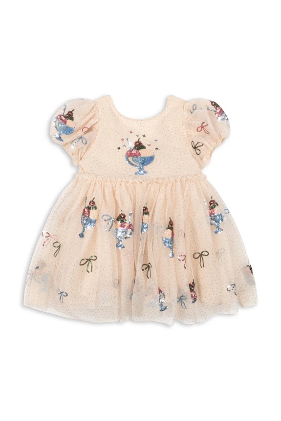 Otroška obleka Konges Sløjd YVONNE PUFF DRESS KS105138.PPY2 bež SS26