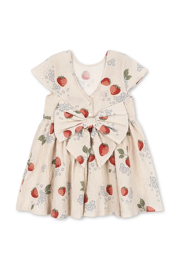 Dievčenské bavlnené šaty Konges Sløjd AVA SS BOW DRESS GOTS bavlna béžová KS104650.PPY2