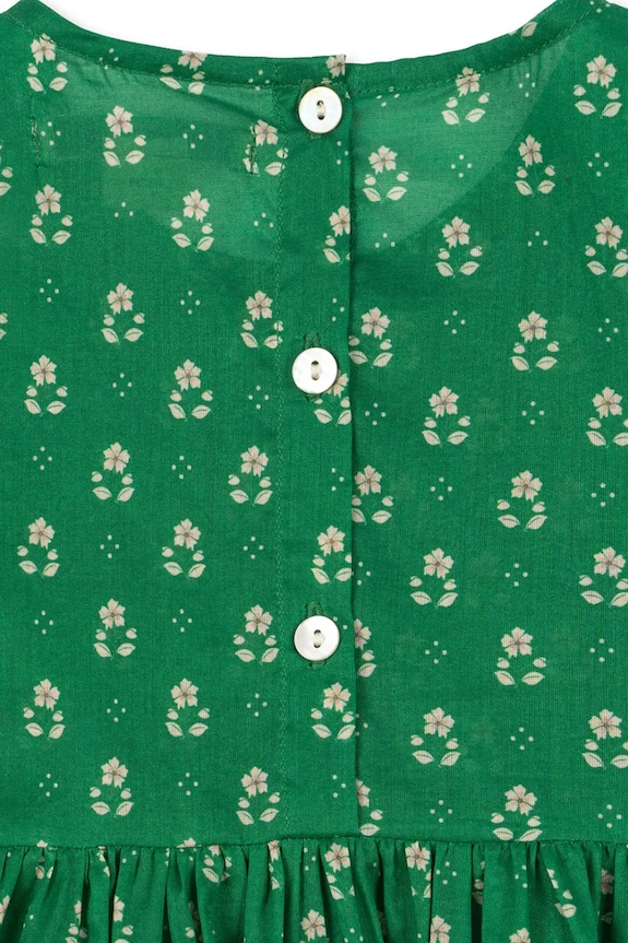 Dievčenské bavlnené šaty Konges Sløjd CAMI SMOCK DRESS GOTS zelená KS104719.PPY2