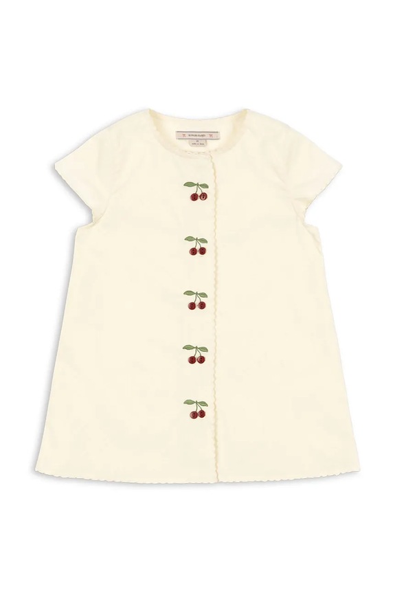 Dievčenské bavlnené šaty Konges Sløjd EVIA CHERRY DRESS GOTS bavlna béžová KS104794.PPY2