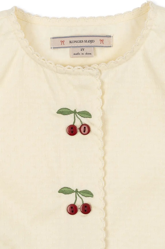 Dievča Dievčenské bavlnené šaty Konges Sløjd EVIA CHERRY DRESS GOTS KS104794.PPY2 béžová