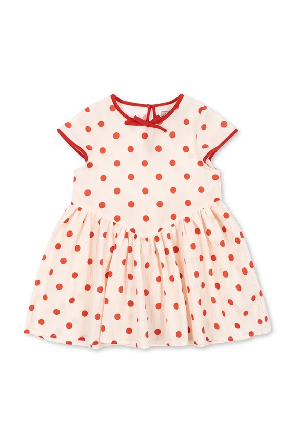 Dievčenské bavlnené šaty Konges Sløjd VIVO DRESS GOTS bodky béžová KS105126.PPY2