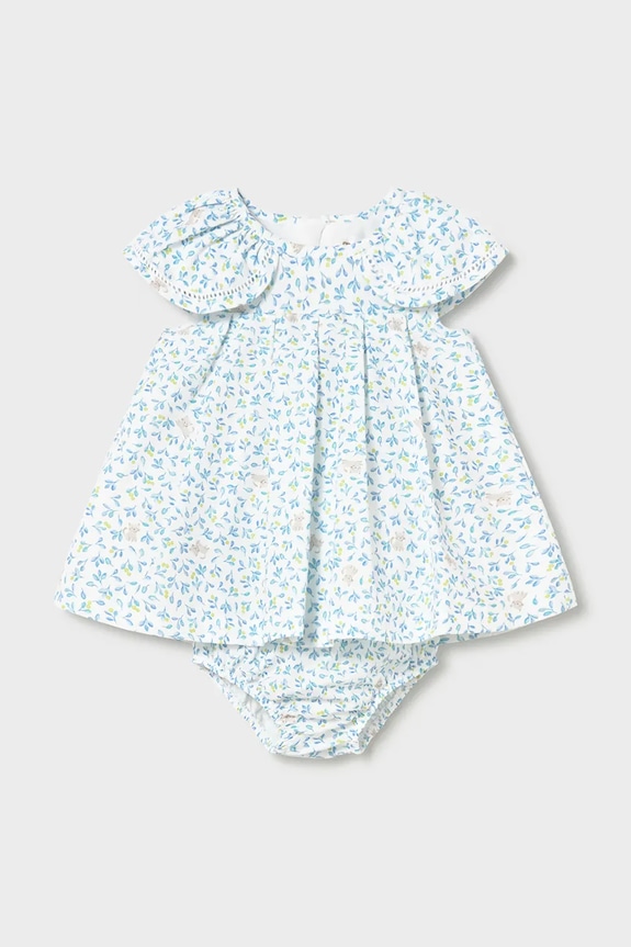 Detské bavlnené šaty Mayoral Newborn kvetinový modrá 1806.2G.Newborn.PPY2