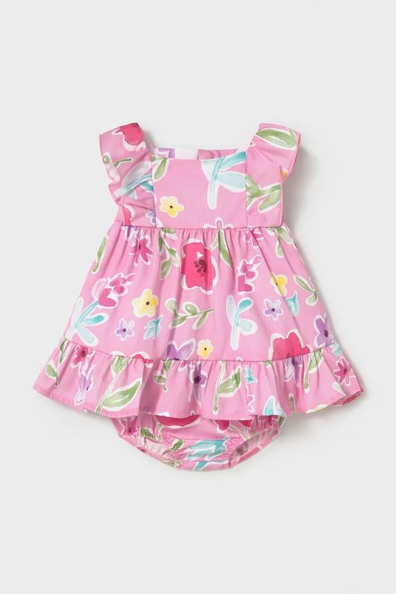 Βρεφικό βαμβακερό φόρεμα Mayoral Newborn στάμπα ροζ 1812.2Q.Newborn.PPY2