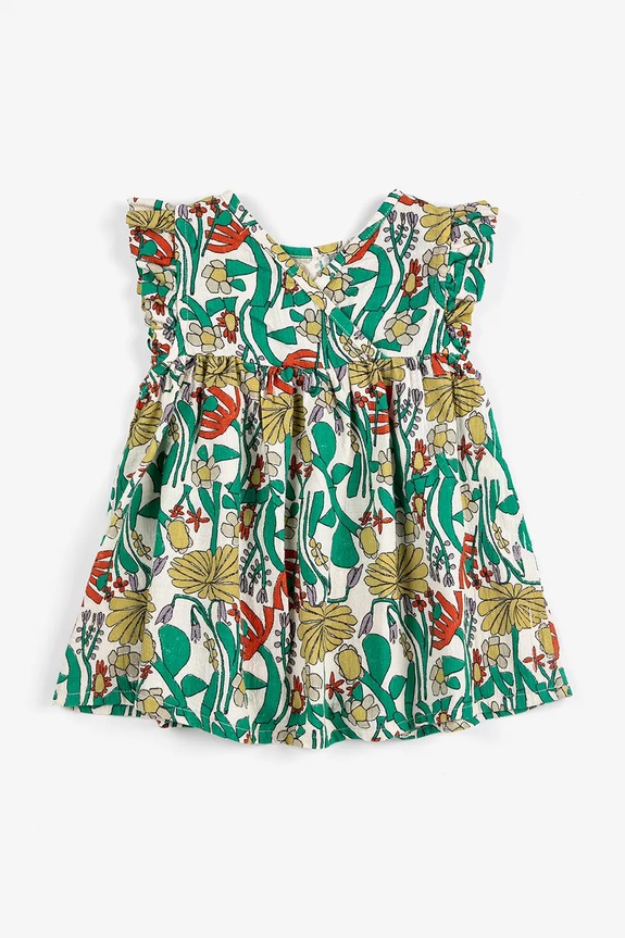 Bobo Choses rochie din bumbac pentru bebeluși Color Herbalist 126AB089 verde SS26
