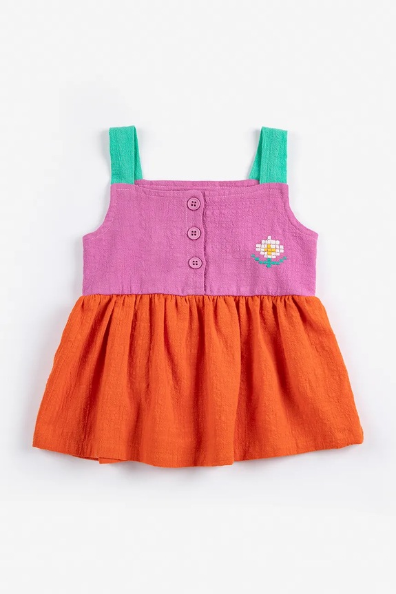 Bobo Choses sukienka bawełniana niemowlęca Pixel Daisy 126AB092 pomarańczowy SS26