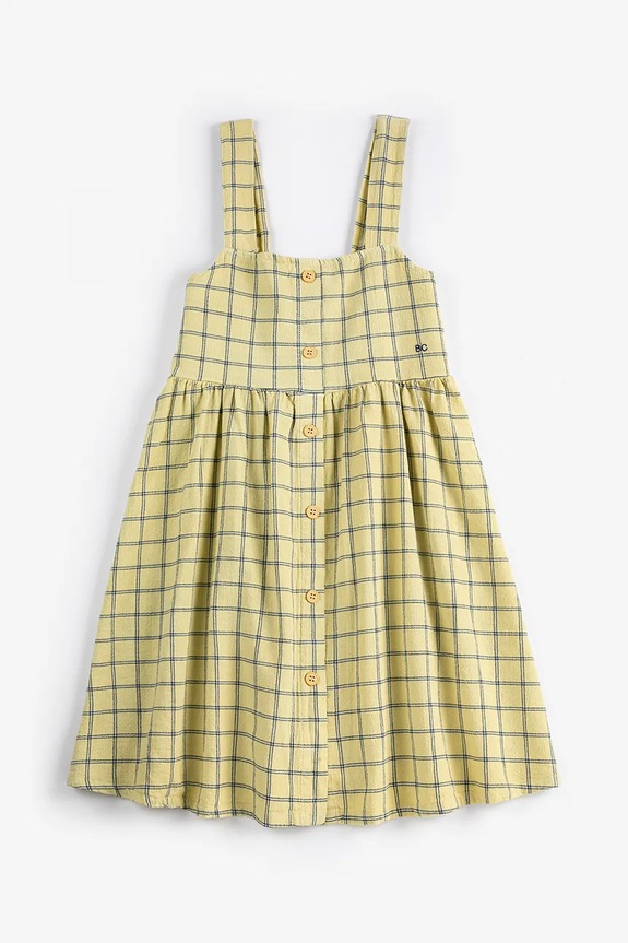 Bobo Choses rochie din bumbac pentru copii Spicy Window Pane 126AC107 galben SS26