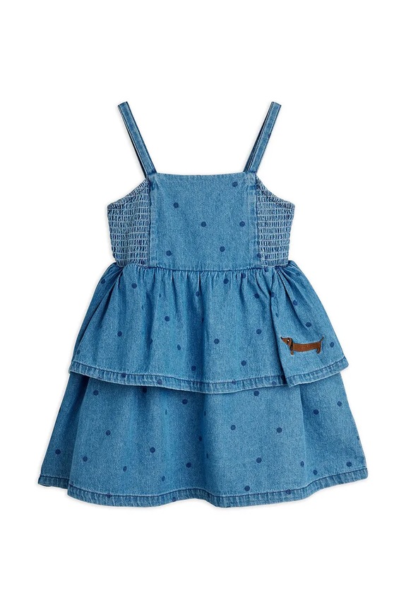 Dječja traper haljina Mini Rodini denim dots 26250120 plava SS26
