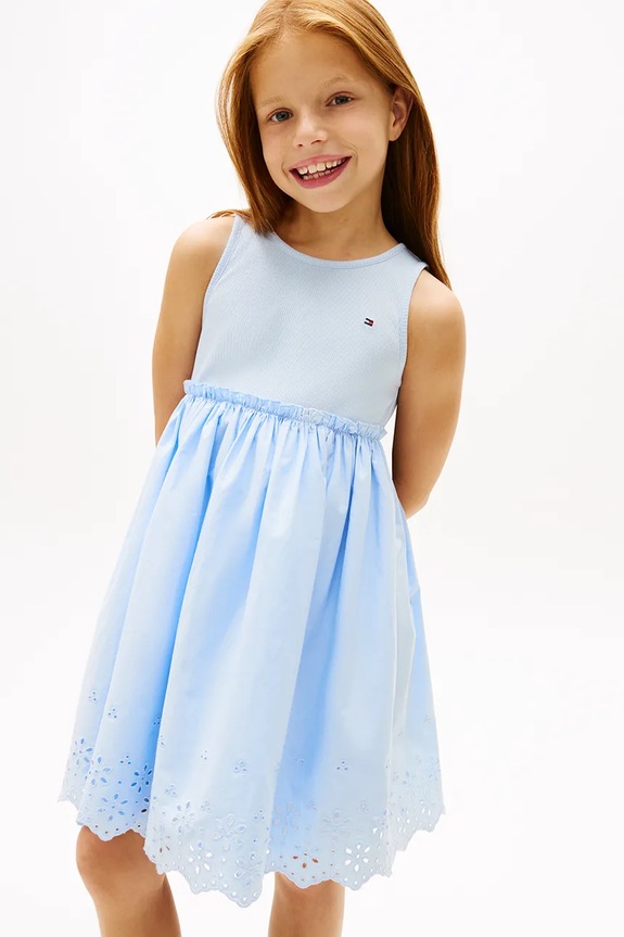 Tommy Hilfiger rochie de vară din bumbac albastru KG0KG09148.98.122.PPY2