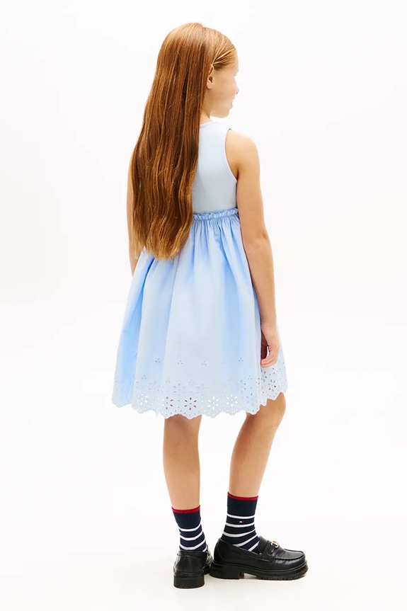 Fete Tommy Hilfiger rochie de vară din bumbac KG0KG09148.128.164.PPY2 albastru