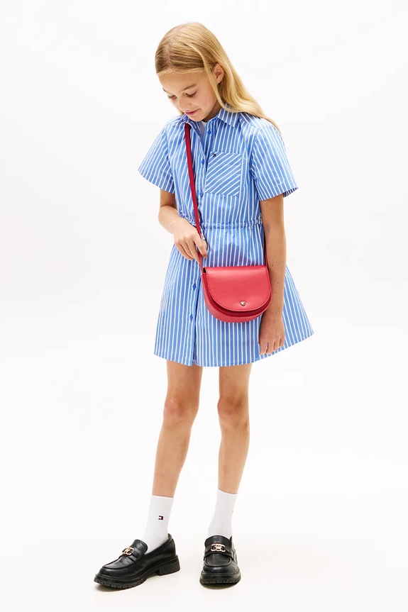 Tommy Hilfiger sukienka koszulowa bawełniana niebieski KG0KG09372.128.176.PPY2
