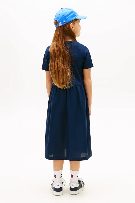 Fete Tommy Hilfiger rochie din bumbac KG0KG09528.128.176.PPY2 bleumarin