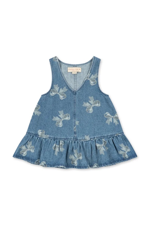 Dievčenské rifľové šaty Konges Sløjd MAGOT FRILL DRESS GOTS potlač tmavomodrá KS102921.PPY2