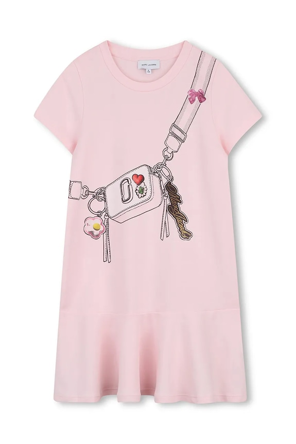 Παιδικό βαμβακερό φόρεμα Marc Jacobs στάμπα ροζ W60711.102.108