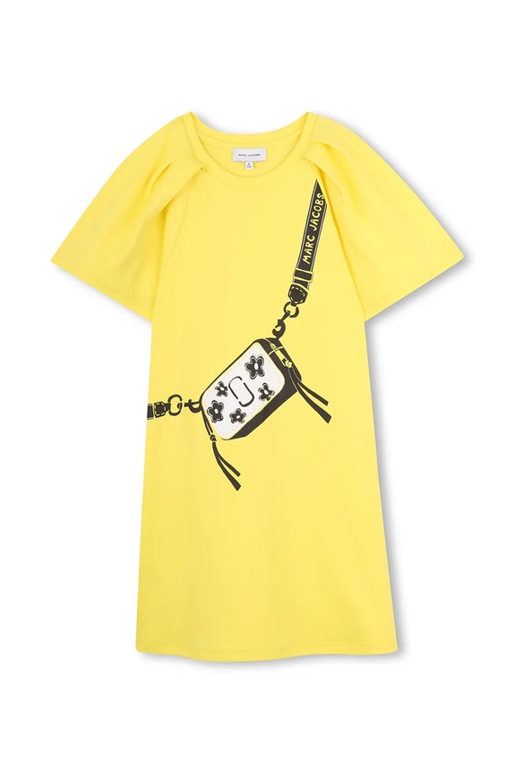 Dječja pamučna haljina Marc Jacobs W60717.102.108 zlatna SS26