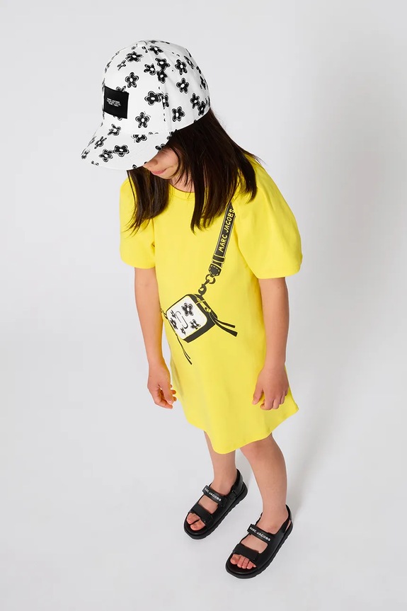 Dječja pamučna haljina Marc Jacobs pamuk zlatna W60717.114.150