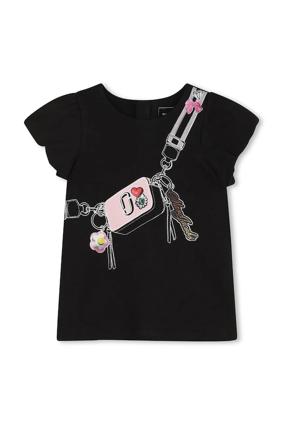 Παιδικό βαμβακερό φόρεμα Marc Jacobs στάμπα μαύρο W60809.86.94
