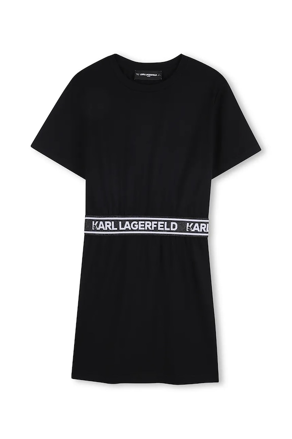 Παιδικό βαμβακερό φόρεμα Karl Lagerfeld βαμβάκι μαύρο Z31152.156.162