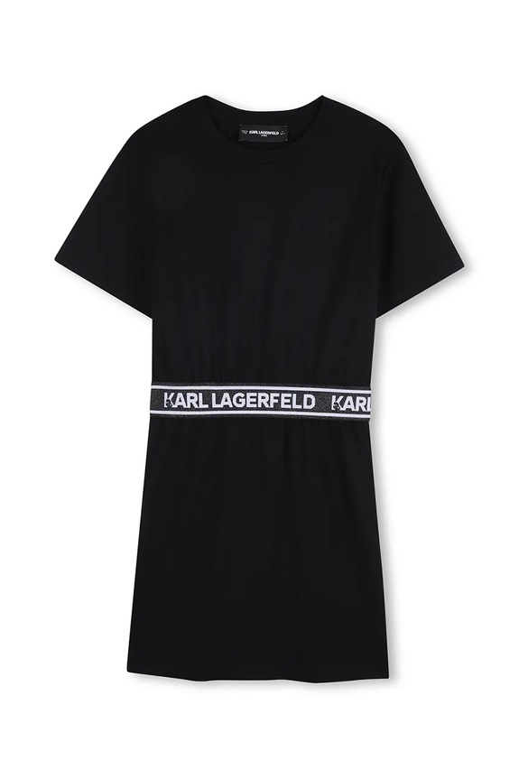 Παιδικό βαμβακερό φόρεμα Karl Lagerfeld βαμβάκι μαύρο Z31152.114.150