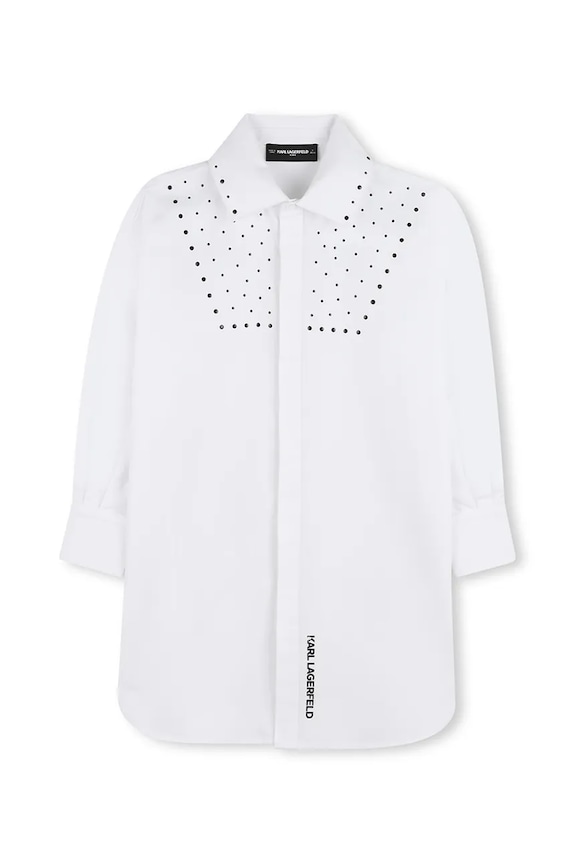 Dječja pamučna haljina Karl Lagerfeld Z31141.114.150 bijela SS26