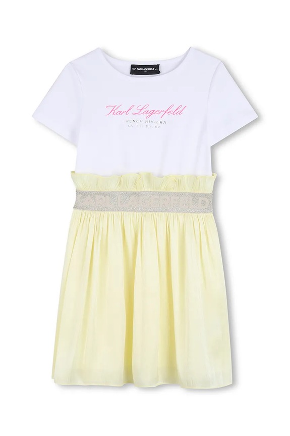 Παιδικό φόρεμα Karl Lagerfeld Z31146.86.108 κίτρινο SS26