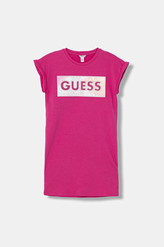 Dječja haljina Guess natpis roza J6GK05.KAE24.PPY2.M