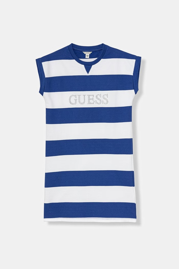 Guess sukienka bawełniana niebieski J6GK06.KD174.PPY2.M