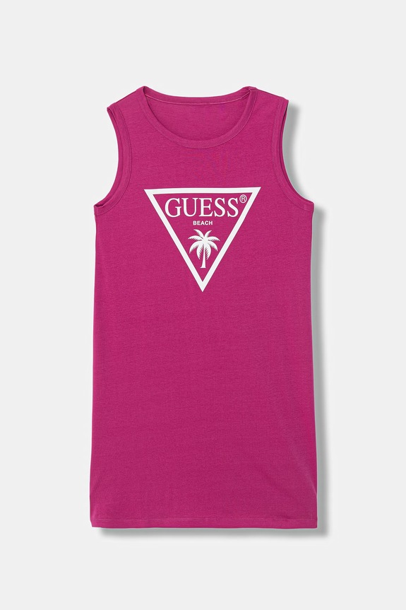 Παιδικό βαμβακερό φόρεμα Guess στάμπα ροζ J6GK25.JA914.PPY2.M