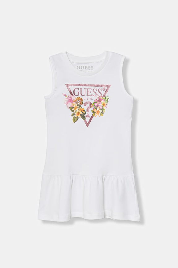 Guess φόρεμα βαμβακερό λευκό K4RK23.KA6W4.PPY2.M