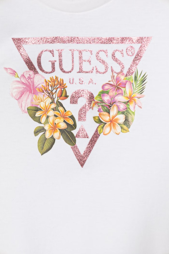 Κοριτσίστικα Guess φόρεμα βαμβακερό K4RK23.KA6W4.PPY2.M λευκό