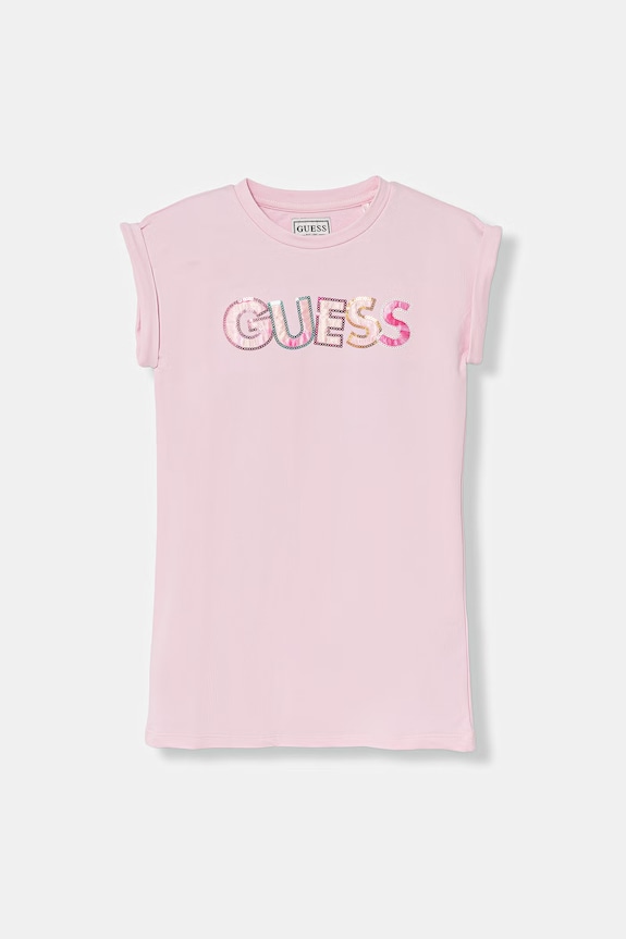 Guess rochie din bumbac cu elastan roz K6GK10.KAE24.PPY2.M