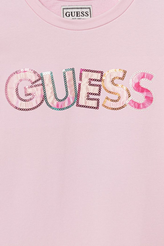 Fete Guess rochie din bumbac cu elastan K6GK10.KAE24.PPY2.M roz