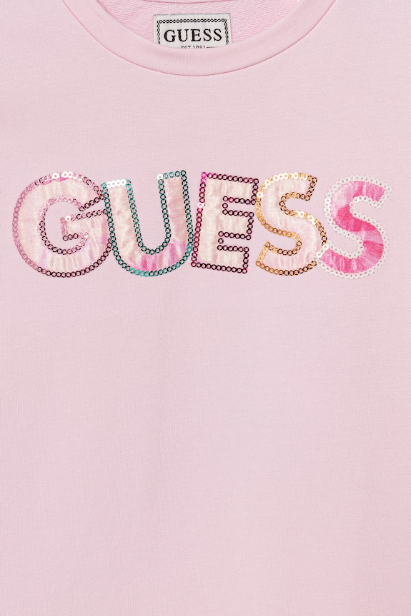 Fete Guess rochie din bumbac cu elastan K6GK10.KAE24.PPY2.M roz