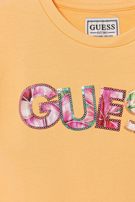 Fete Guess rochie bumbac cu elastan K6GK10.KAE24.PPY2.M portocaliu