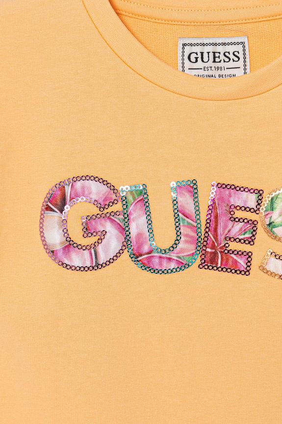 Fete Guess rochie bumbac cu elastan K6GK10.KAE24.PPY2.M portocaliu