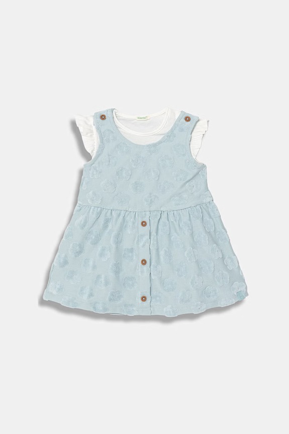 United Colors of Benetton rochie evazată cu bumbac albastru 3VWSAV00Q.W.Stagionale