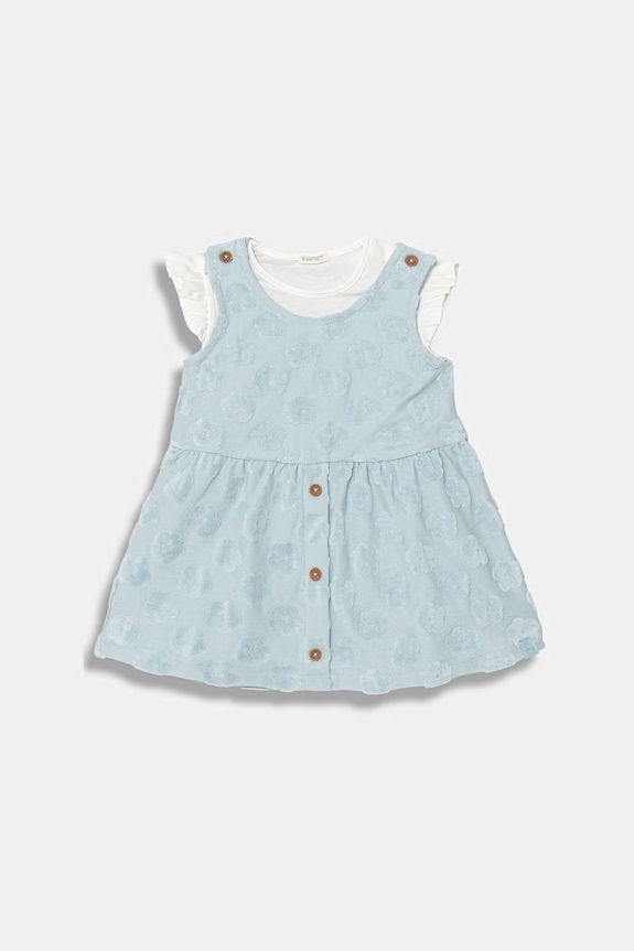 United Colors of Benetton rochie evazată cu bumbac albastru 3VWSAV00Q.W.Stagionale