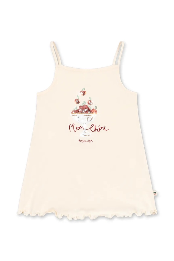 Konges Sløjd šaty bavlnené FAMO STRAP DRESS GOTS béžová KS105366.PPY2