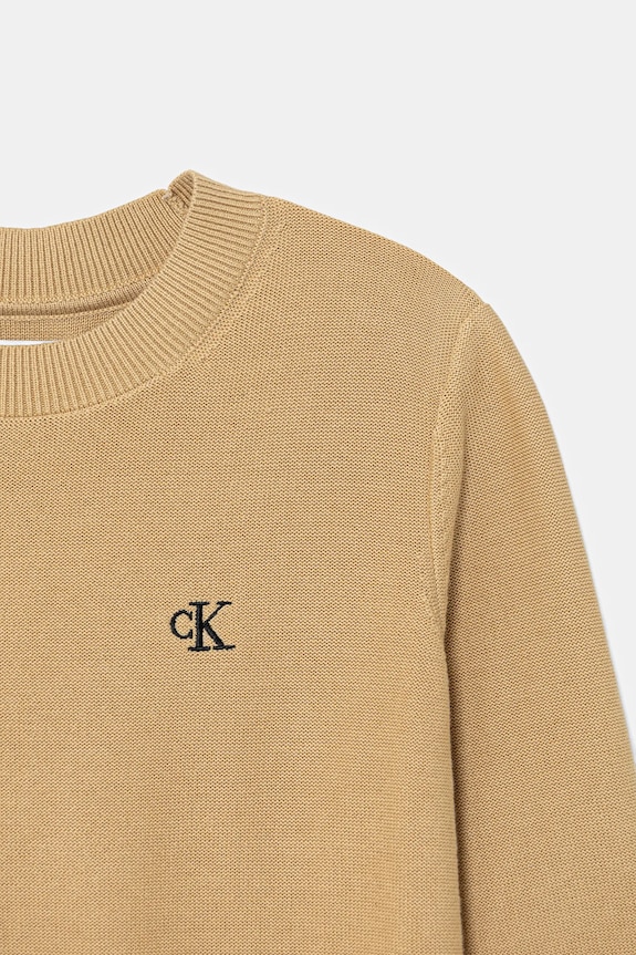 Αγορίστικα Παιδικό βαμβακερό πουλόβερ Calvin Klein Jeans IB0IB02641.128.176.PPY2 μπεζ
